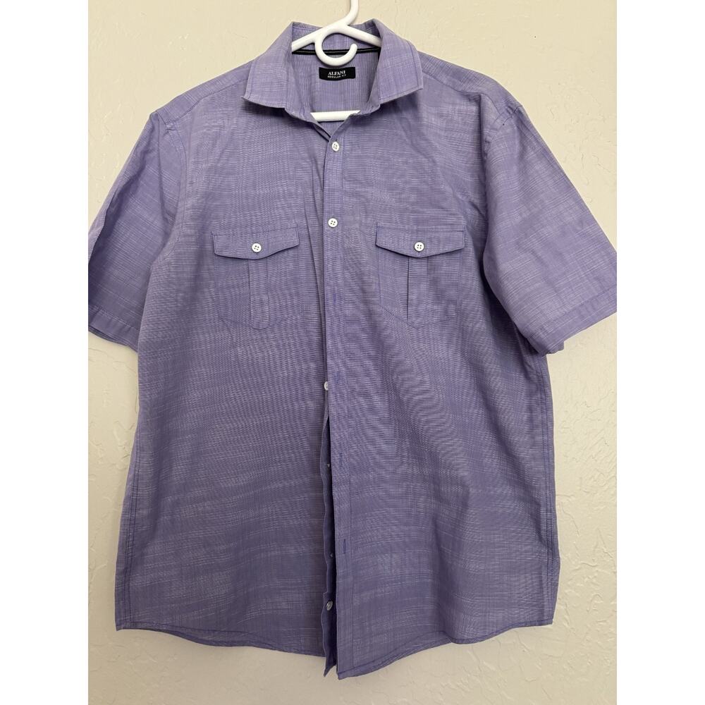 Alfani Mens short sleeve shirt L Lavender